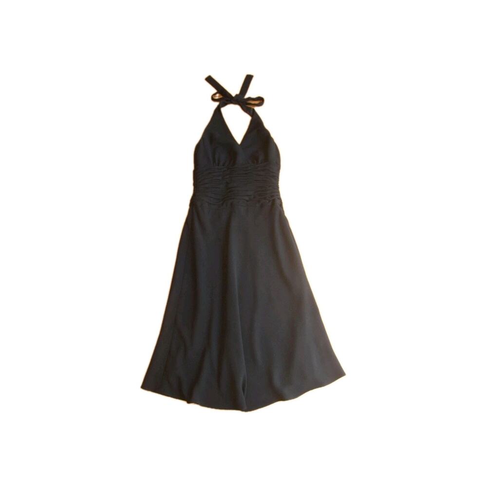 Jones New York Black Halter‎ Dress Women’s Size 12 Lined Ruched Waist Cocktail